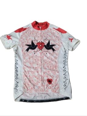 Pearl Izumi White & Red Girls Cycling Jersey with Birds